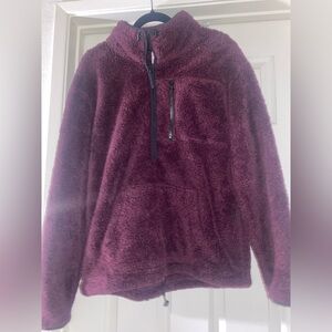 PINK dark purple Sherpa quarter zip Medium